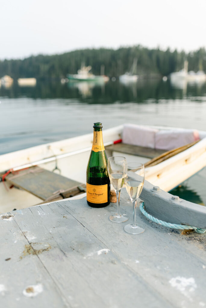 coastal maine engagement session couple golden champagne
