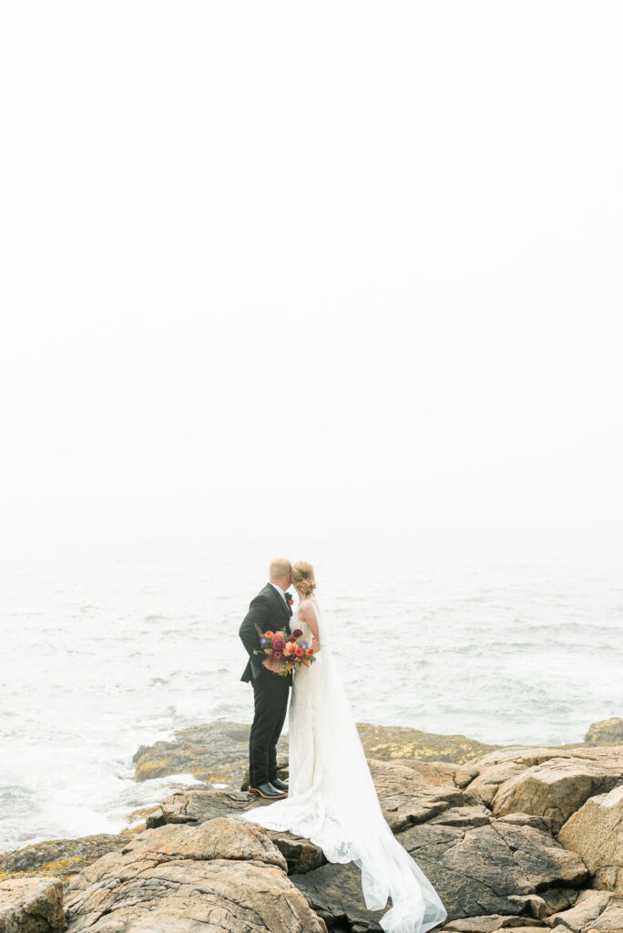 adventure wedding elopement rocks coastal maine portraits