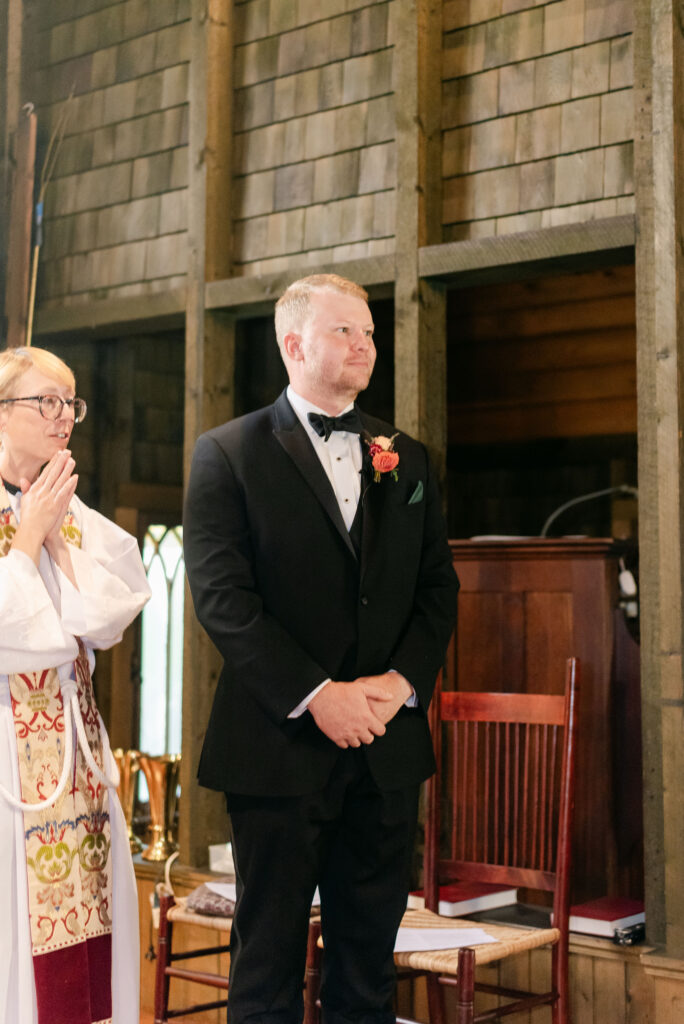 wedding ceremony church hancock point groom