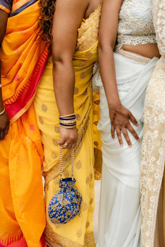 indian wedding style colorful attire bridesmaids