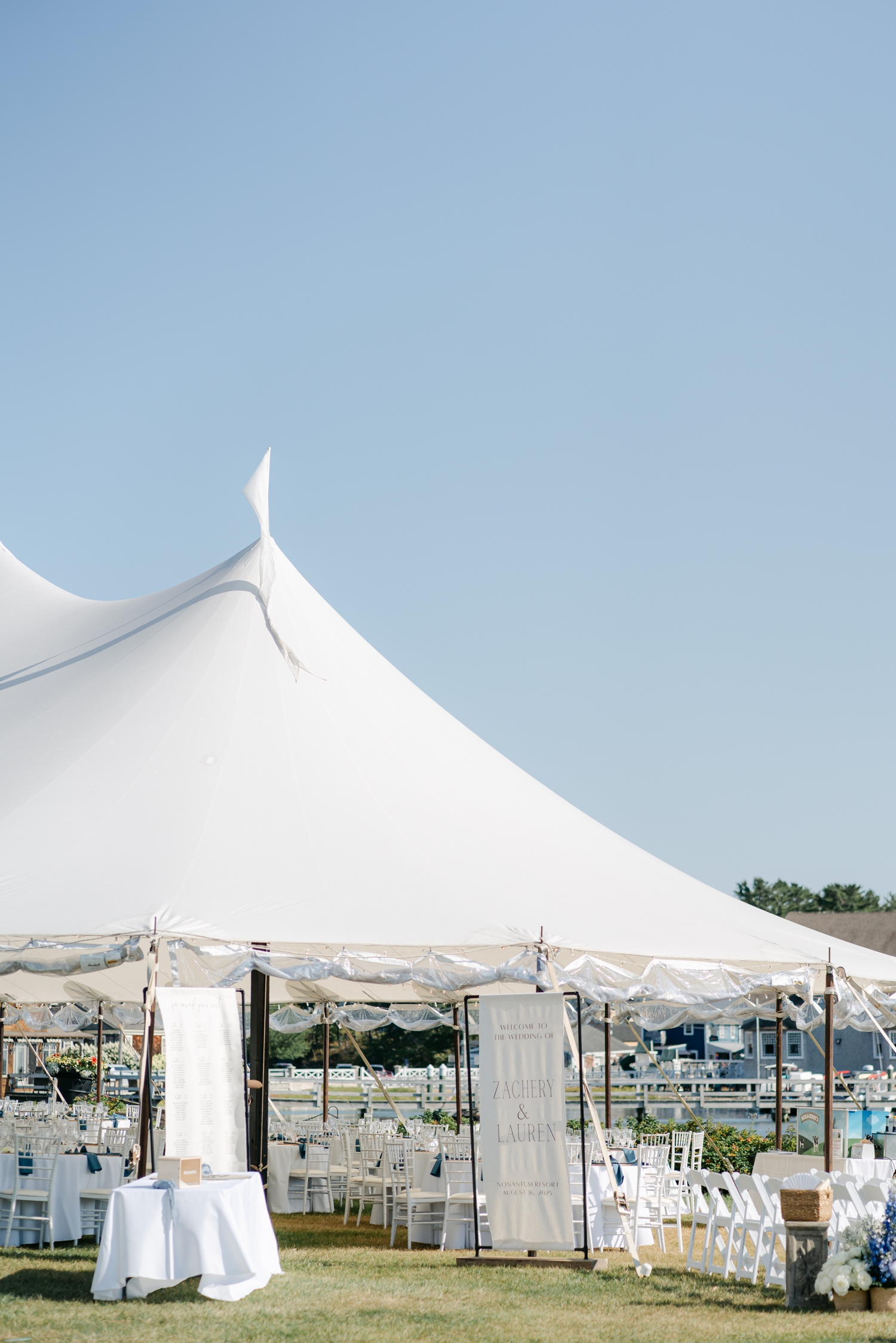 A tented coastal wedding at The Nonantum Resort in Kennebunkport, Maine by Maine Wedding Photographer Emily Brianne Photography
