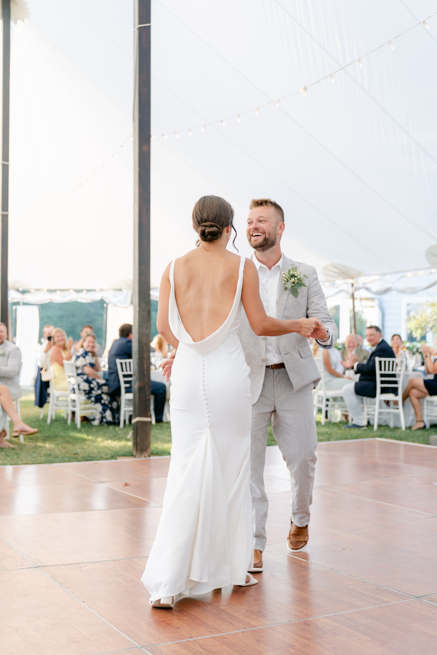 A tented coastal wedding at The Nonantum Resort in Kennebunkport, Maine by Maine Wedding Photographer Emily Brianne Photography