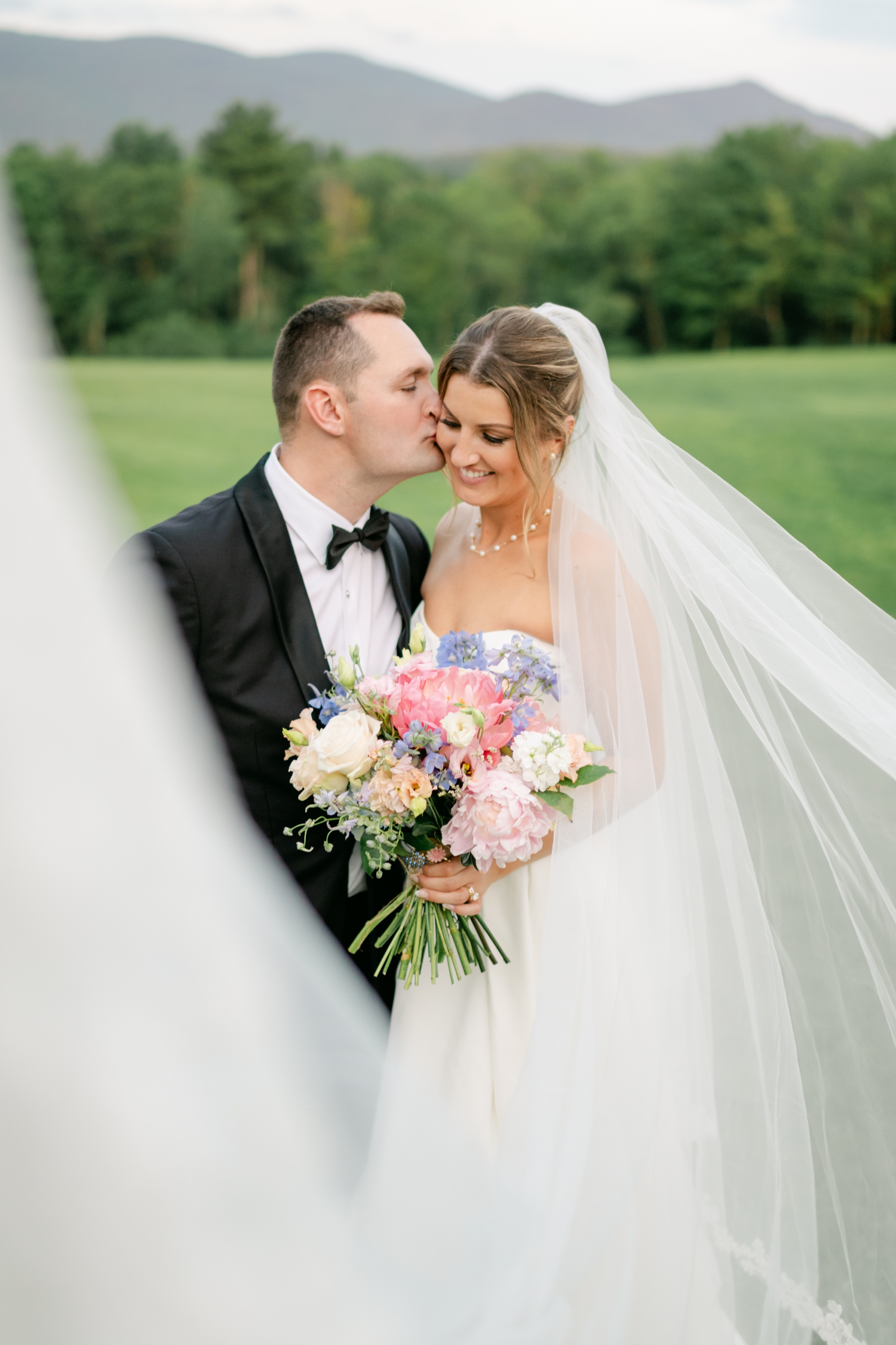 Bride and Groom Portraits Vermont Mountain Top Resort wedding by Maine Wedding Photographer Emily Brianne Photography