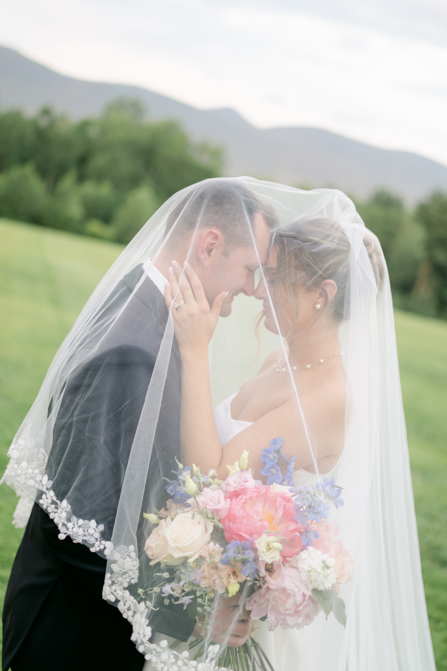 Bride and Groom Portraits Vermont Mountain Top Resort wedding by Maine Wedding Photographer Emily Brianne Photography